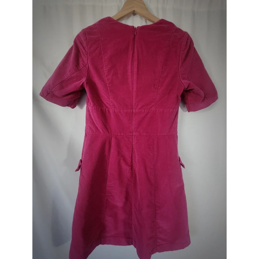 Boden Arylide Pink Velvet Hampshire Shift‎ Dress Pockets Embroidered Womens 6R